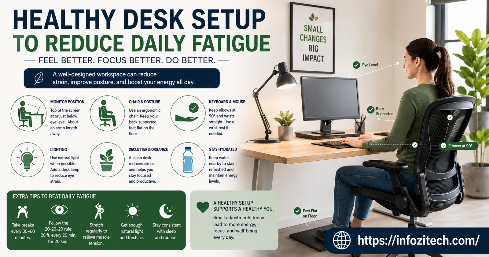 Healthy desk habits for reduced fatigue