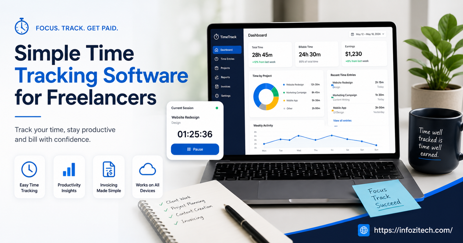 Simple time tracking for freelancers